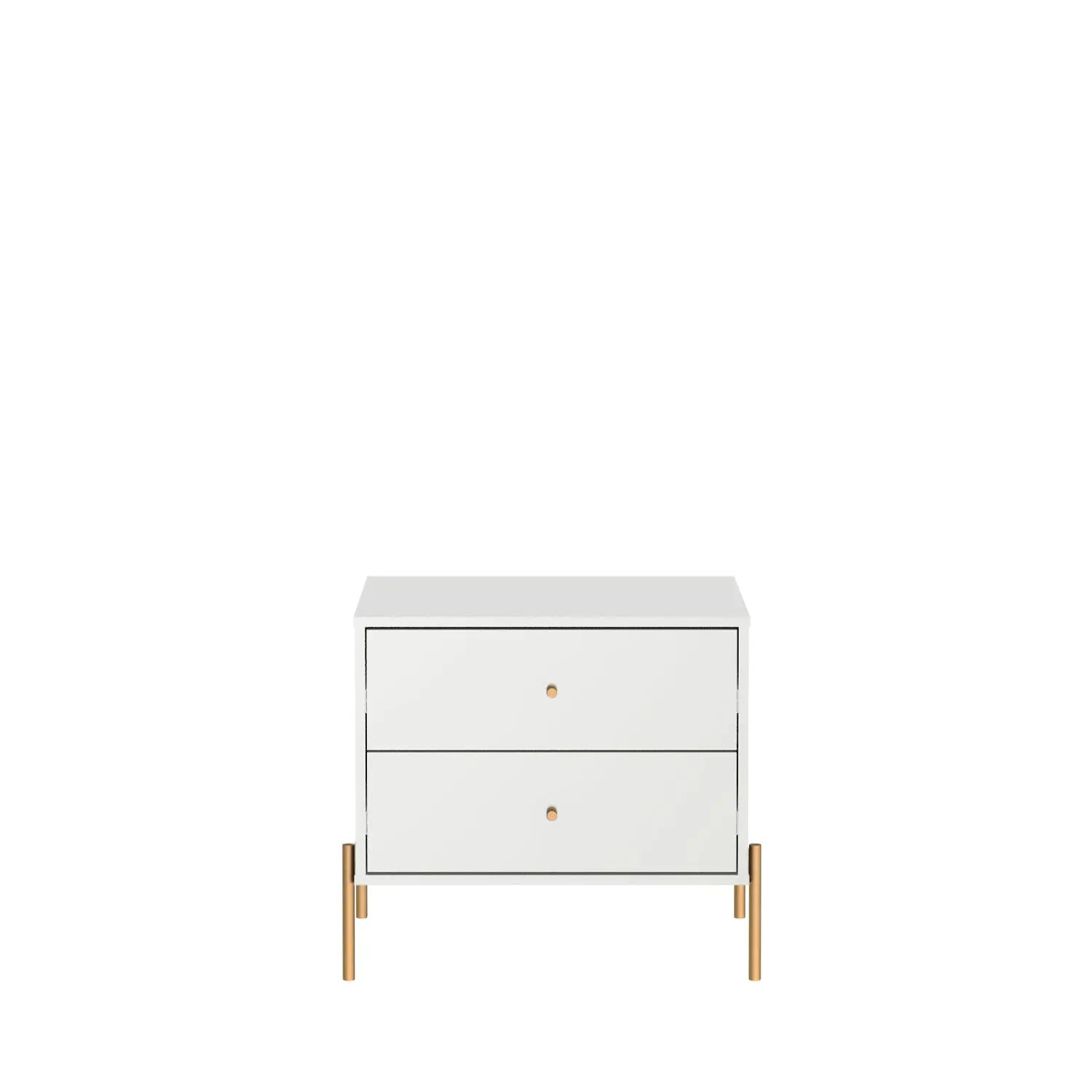 Homedock Mesa de Cabeceira Jasper 63 cm - Branco Gloss c/ Dourado Moveis