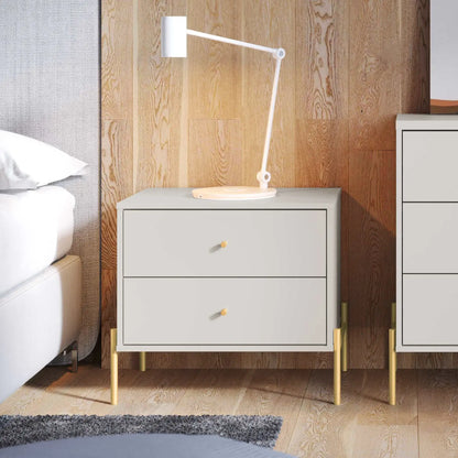 Homedock Mesa de Cabeceira Jasper 63 cm - Branco Gloss c/ Dourado Moveis