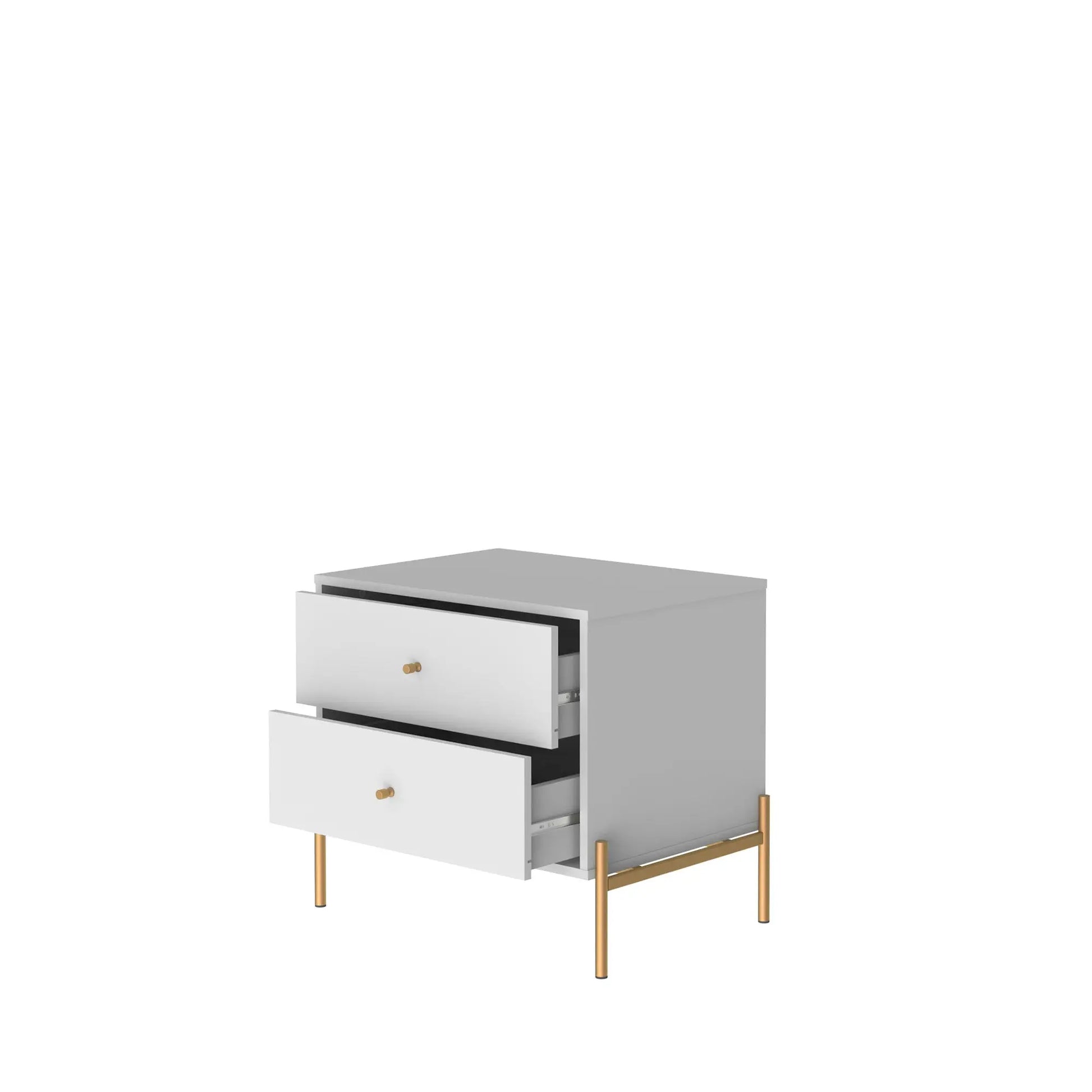 Homedock Mesa de Cabeceira Jasper 63 cm - Branco Gloss c/ Dourado Moveis