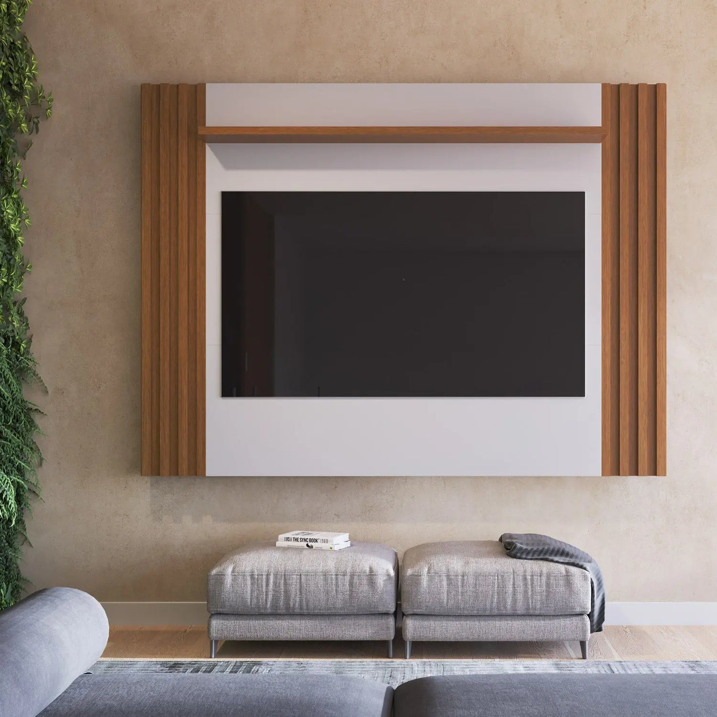 Homedock Painel para TV Allure 180 cm - Natural c/ Branco Fosco Móveis Provincia