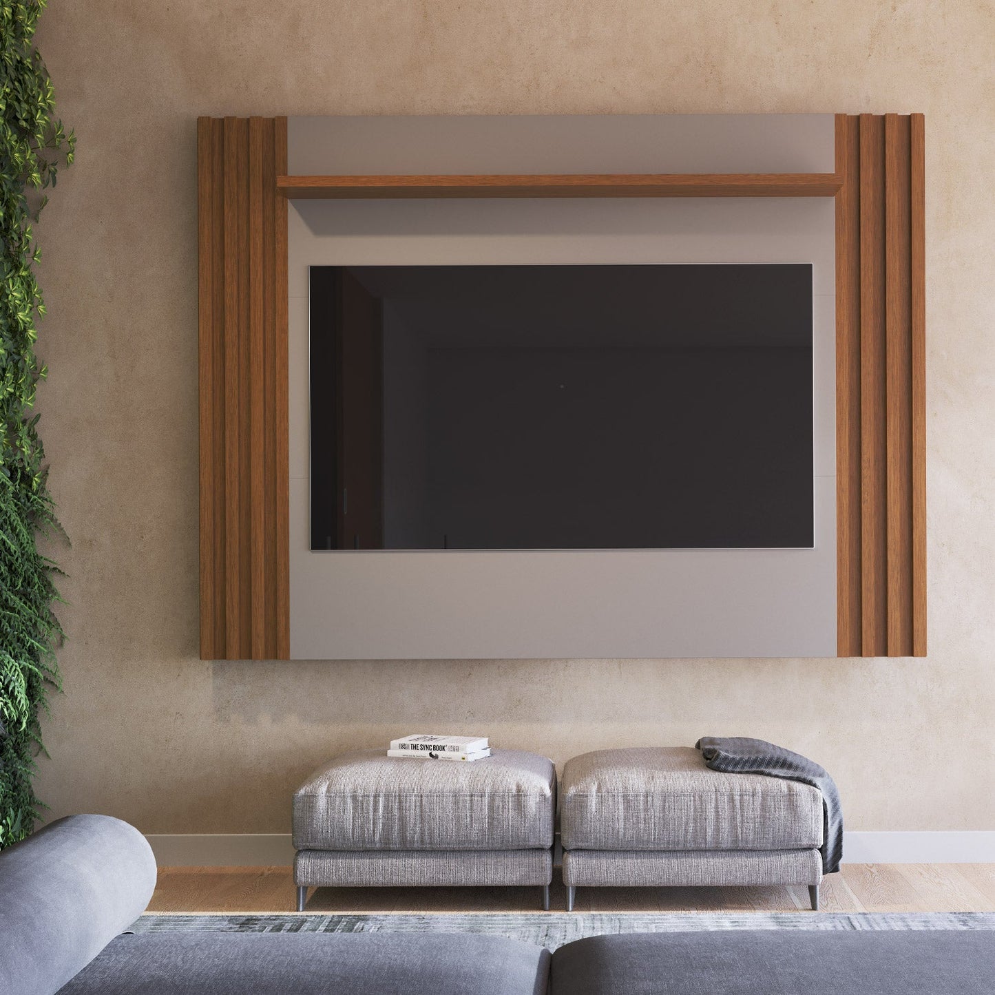 Homedock Painel para TV Allure 180 cm - Natural c/ Off White Fosco Móveis Provincia
