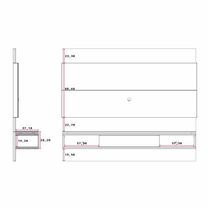 Homedock Painel para TV New Lincoln com Gaveta 220 cm - Cinamomo c/ Off White Fosco Moveis