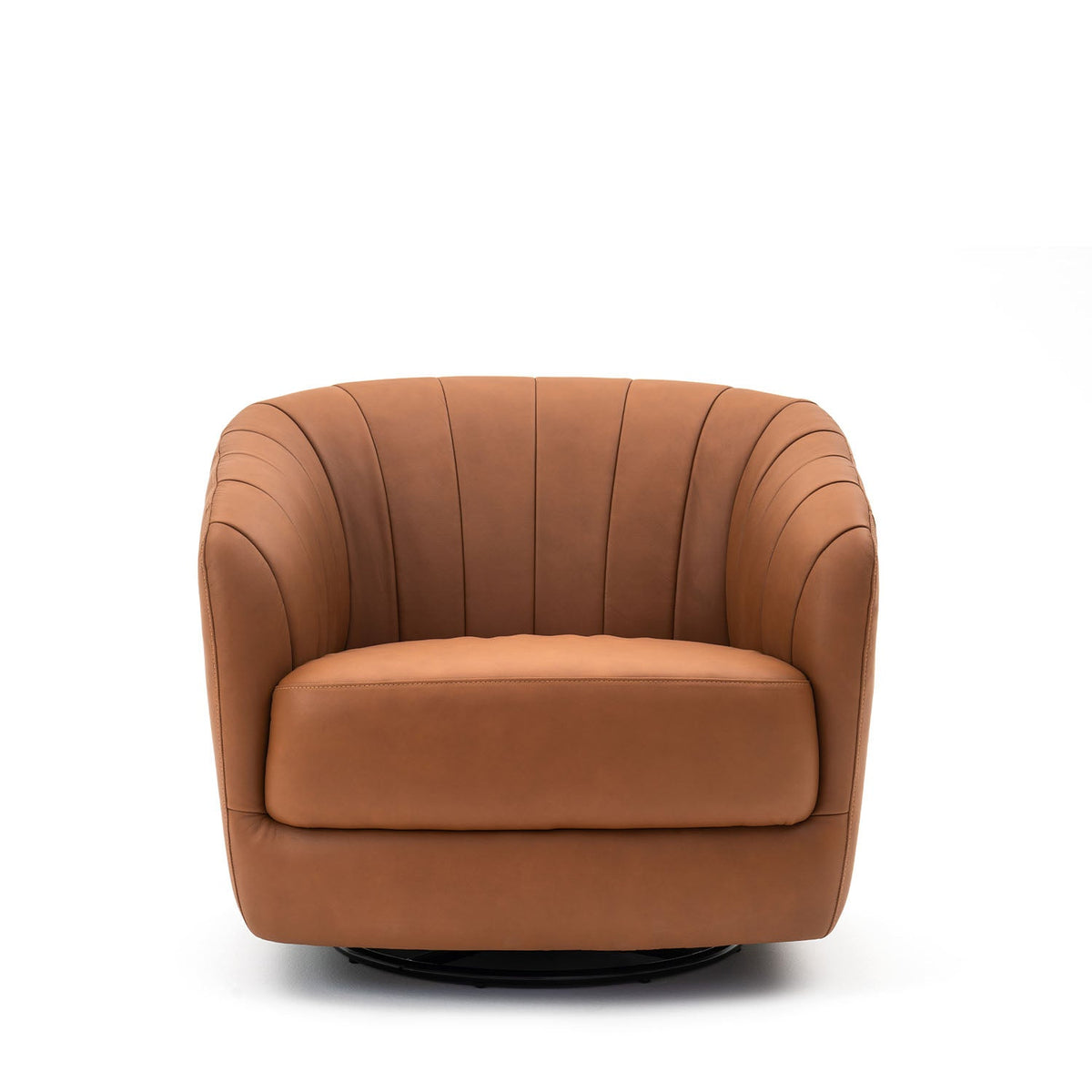 Homedock Poltrona Estofada Giratória Naga - Couro Natural Caramelo Minuano