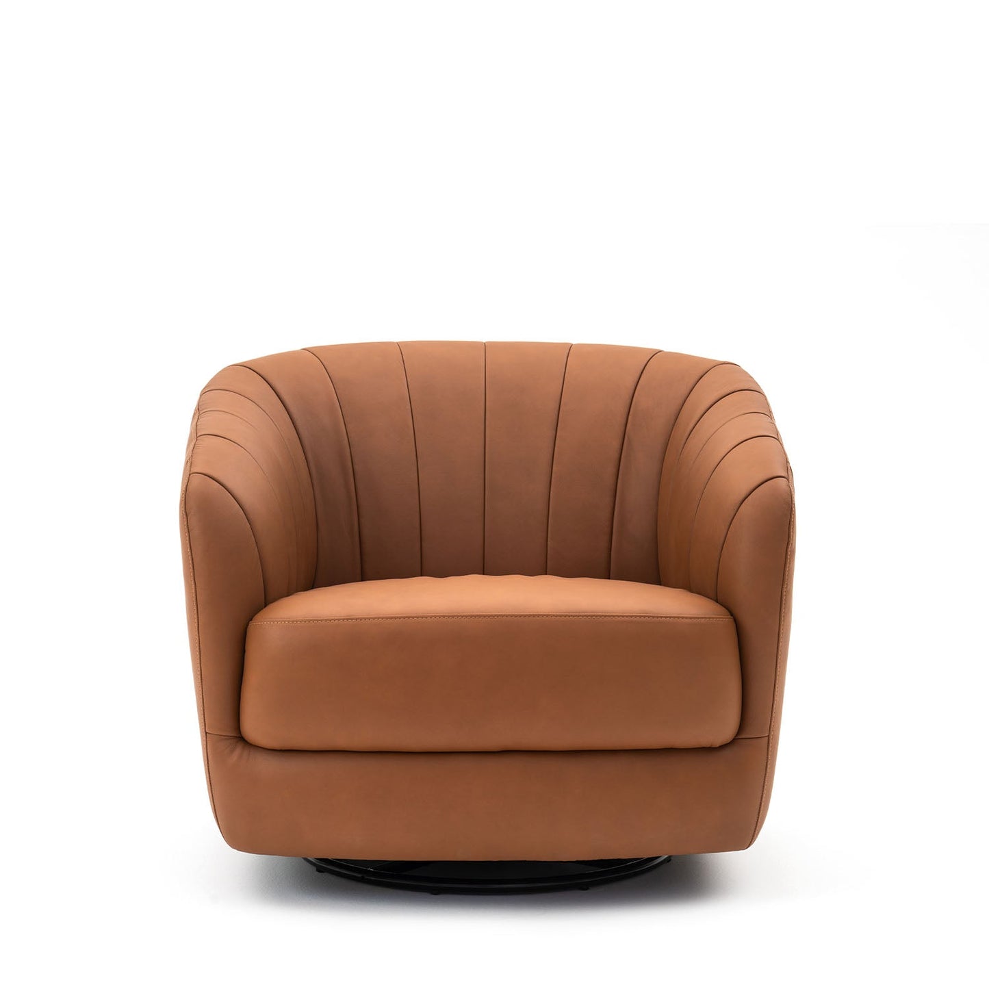 Homedock Poltrona Estofada Giratória Naga - Couro Natural Caramelo Minuano