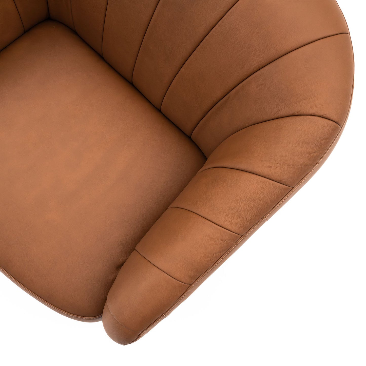 Homedock Poltrona Estofada Giratória Naga - Couro Natural Caramelo Minuano