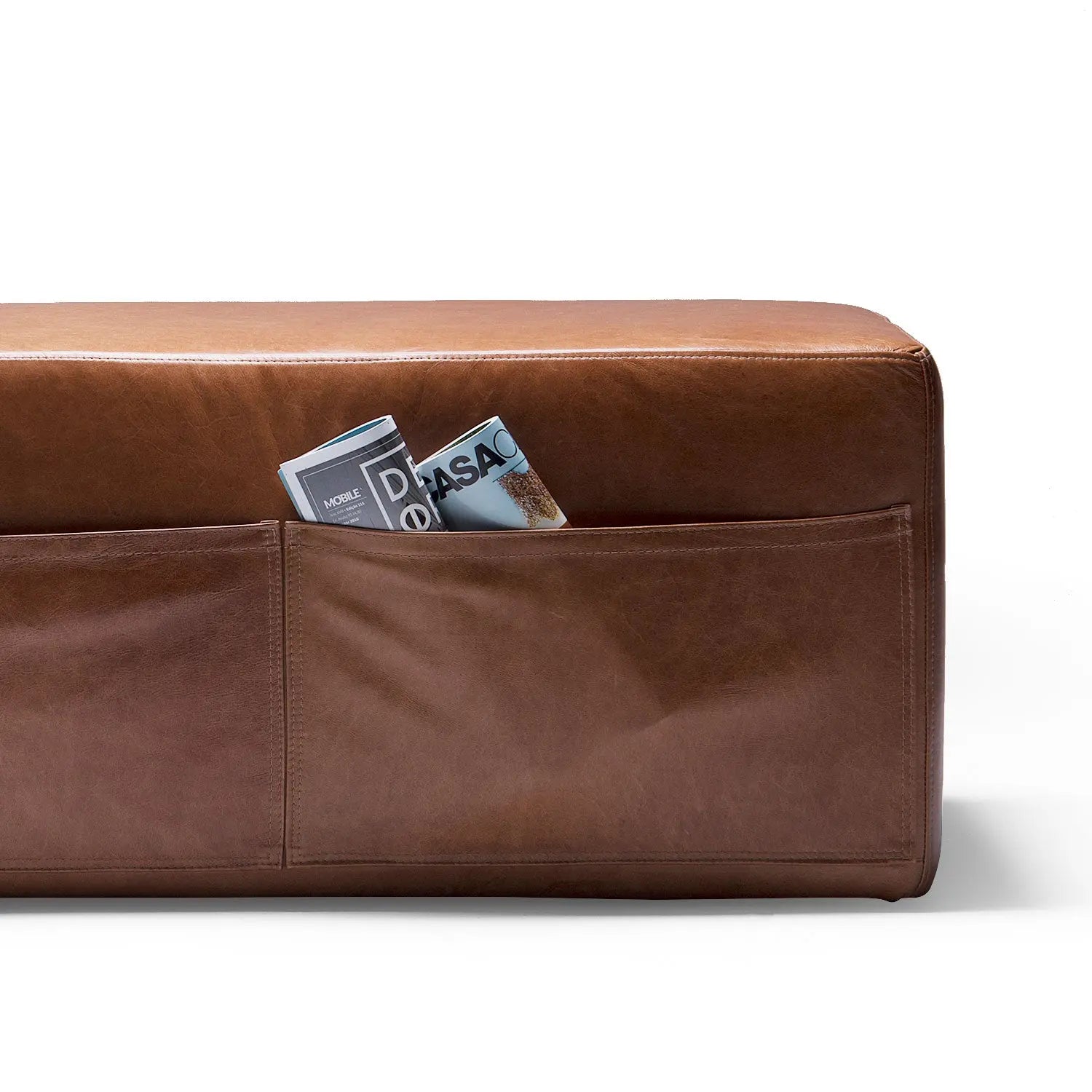 Homedock Puff Revisteiro Málaga PU Caramelo 90 cm Ilha