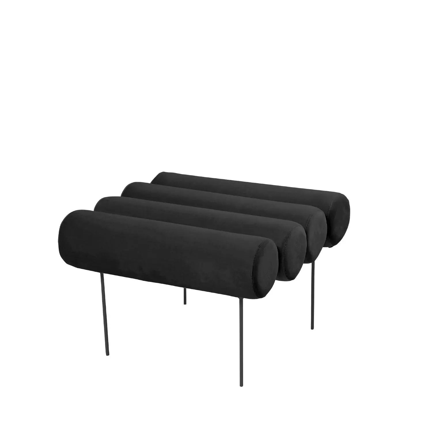 Homedock Puff Rolinho Isla Veludo Preto 60 cm Linee