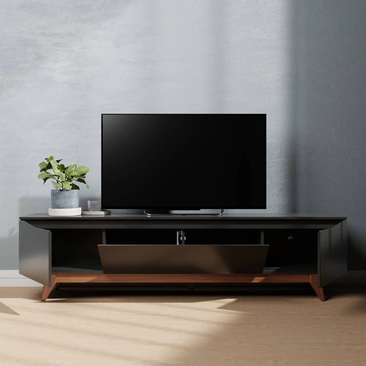 Homedock Rack Flynt 184 cm - Natural c/ Preto Touch Móveis Provincia