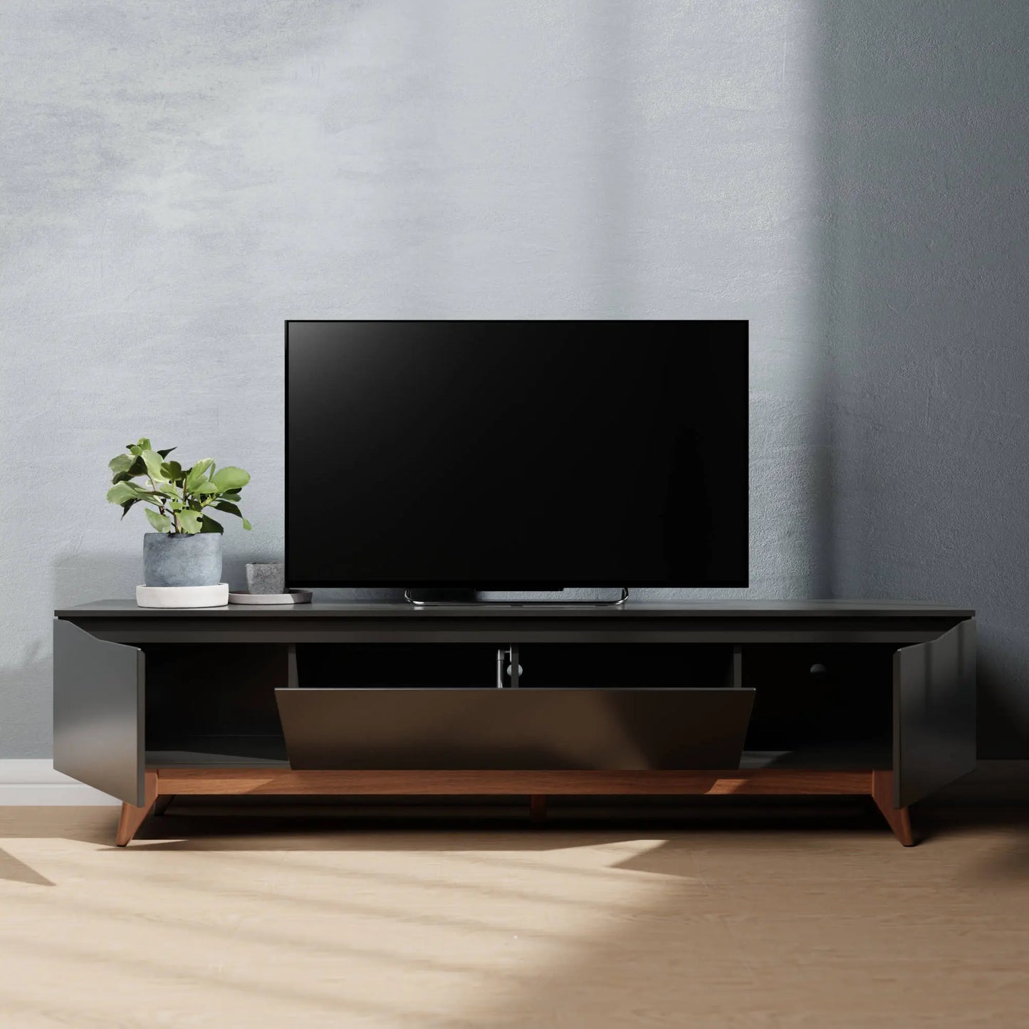 Homedock Rack Flynt 184 cm - Natural c/ Preto Touch Móveis Provincia
