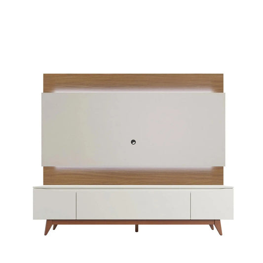 Homedock Rack Flynt com Painel Lincoln 220 cm - Natural c/ Off White Fosco Moveis