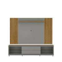 Homedock Rack Lewis com Painel Allure 220 cm - Freijó c/ Grigio Gloss Moveis