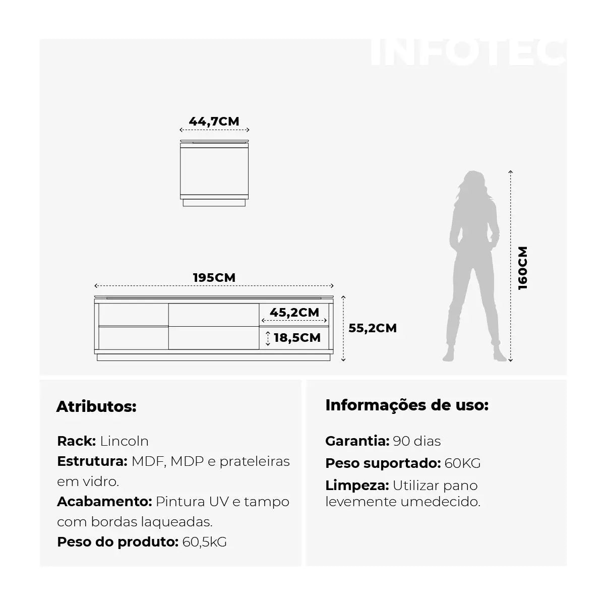 Homedock Rack New Lincoln 195 cm - Cinamomo c/ Off White Fosco Móveis Provincia