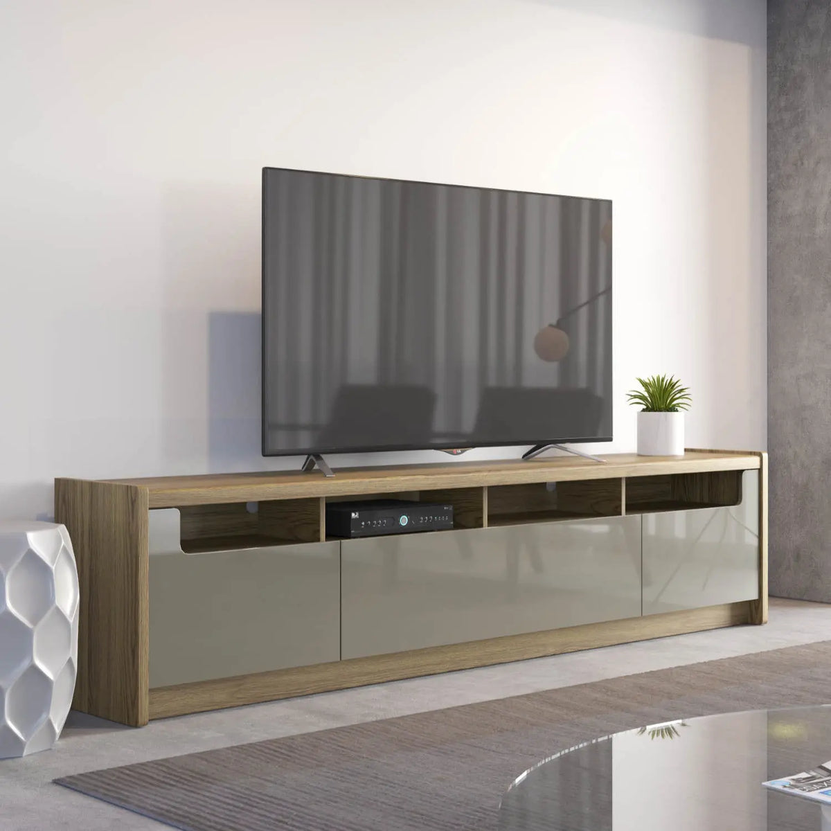 Homedock Rack Oslo 220 cm - Freijó c/ Grigio Móveis Provincia