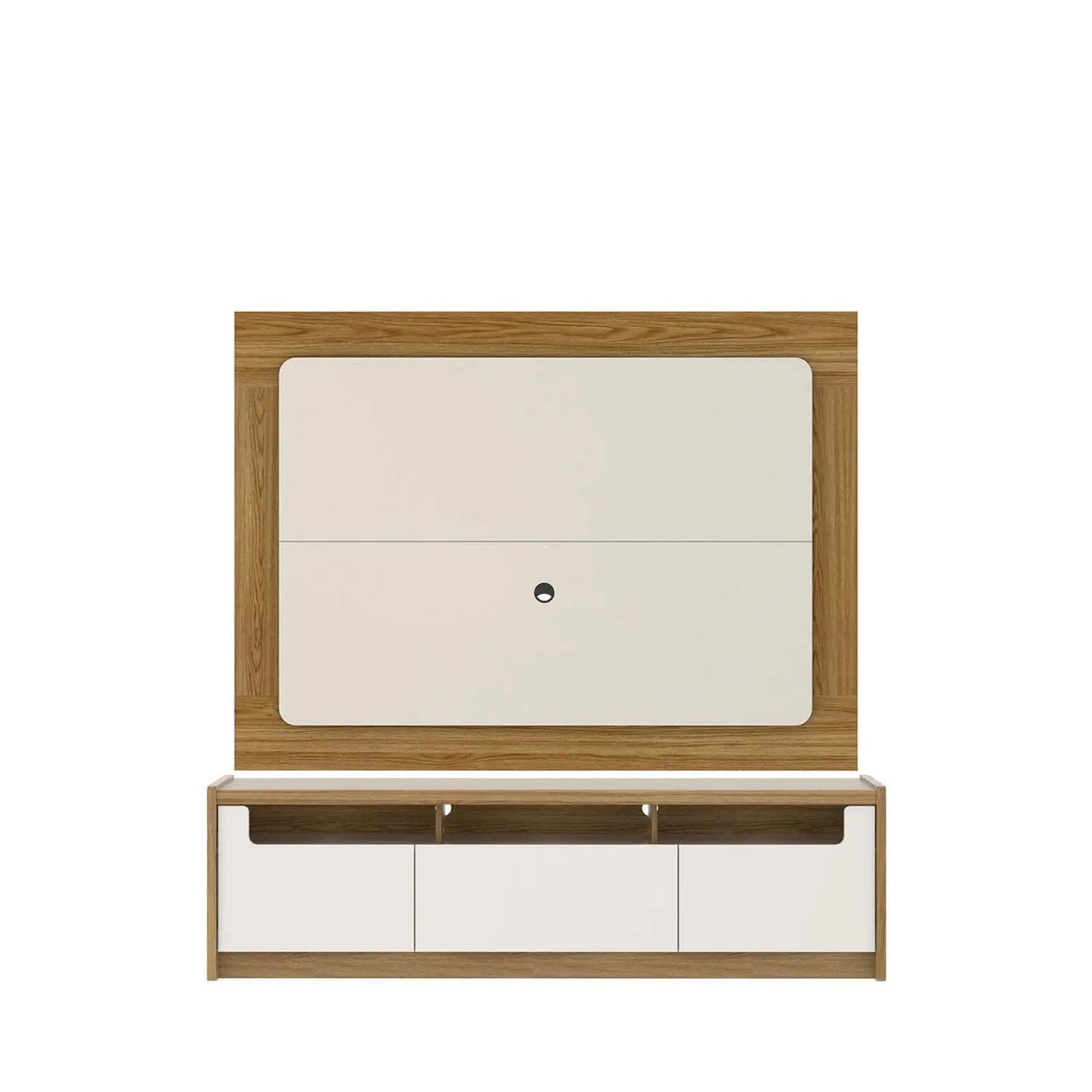 Homedock Rack com Painel Oslo 185 cm - Freijó c/ Off White Moveis