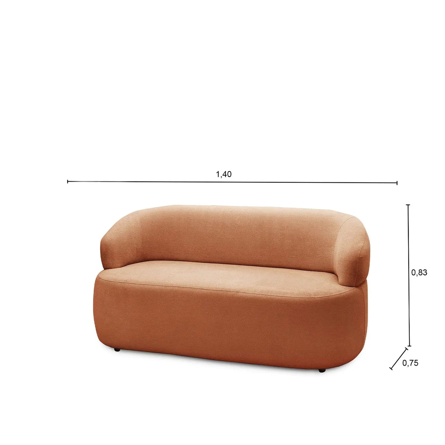Homedock Sofá 2 Lugares Nicasia 140 cm - Bouclê Terracota Ferguille Estofados