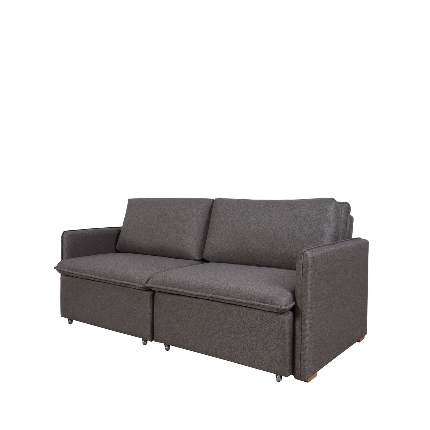 Homedock Sofá Cama Retrátil e Reclinável 4 Lugares Vancouver 258 cm - Linho Texturizado Feni Escuro Primorflex