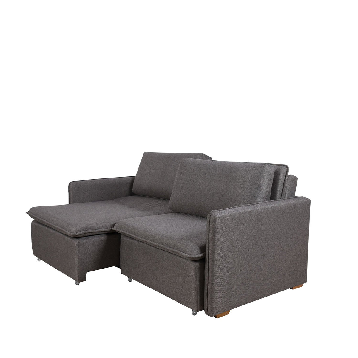 Homedock Sofá Cama Retrátil e Reclinável 4 Lugares Vancouver 258 cm - Linho Texturizado Feni Escuro Primorflex