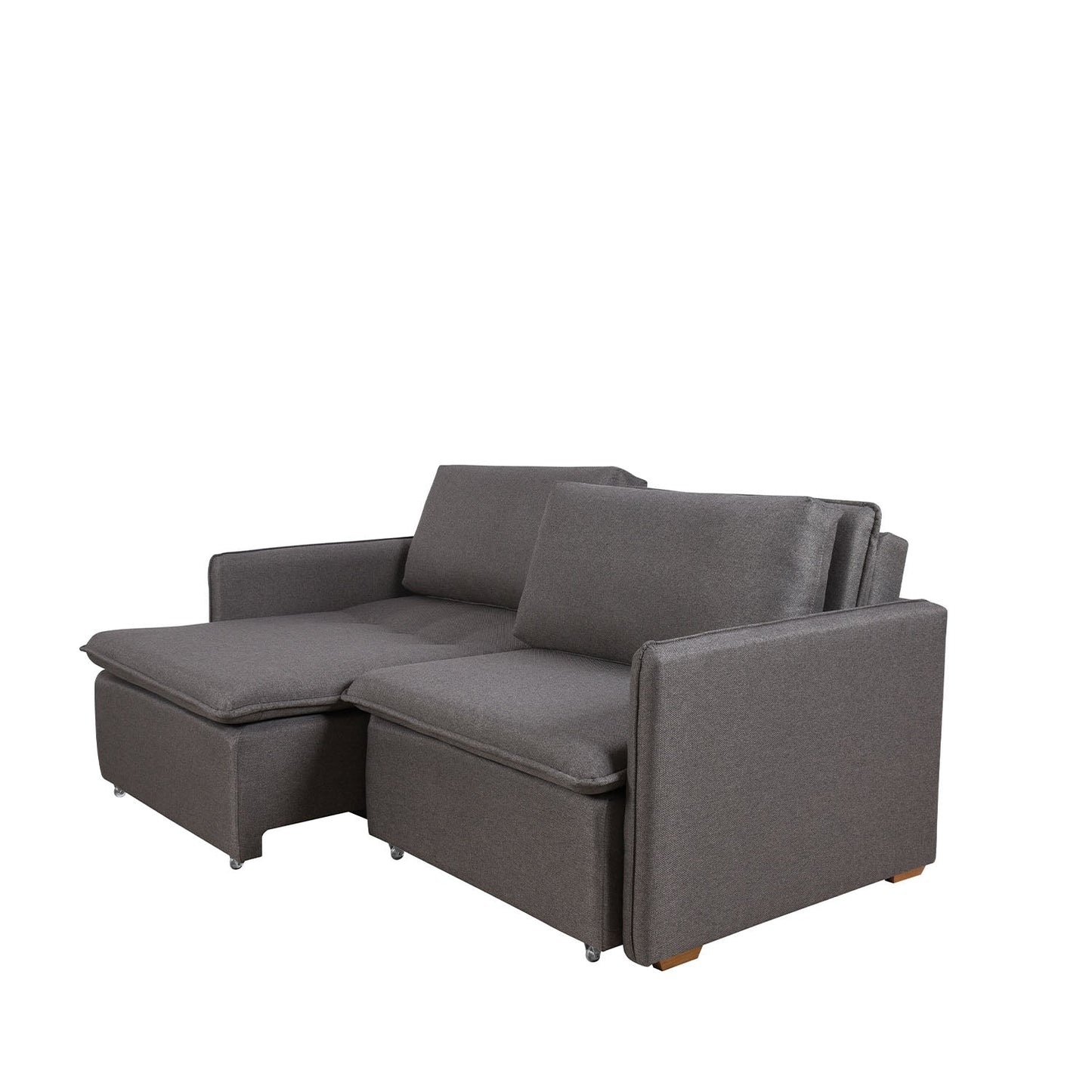 Homedock Sofá Cama Retrátil e Reclinável 4 Lugares Vancouver 258 cm - Linho Texturizado Feni Escuro Primorflex