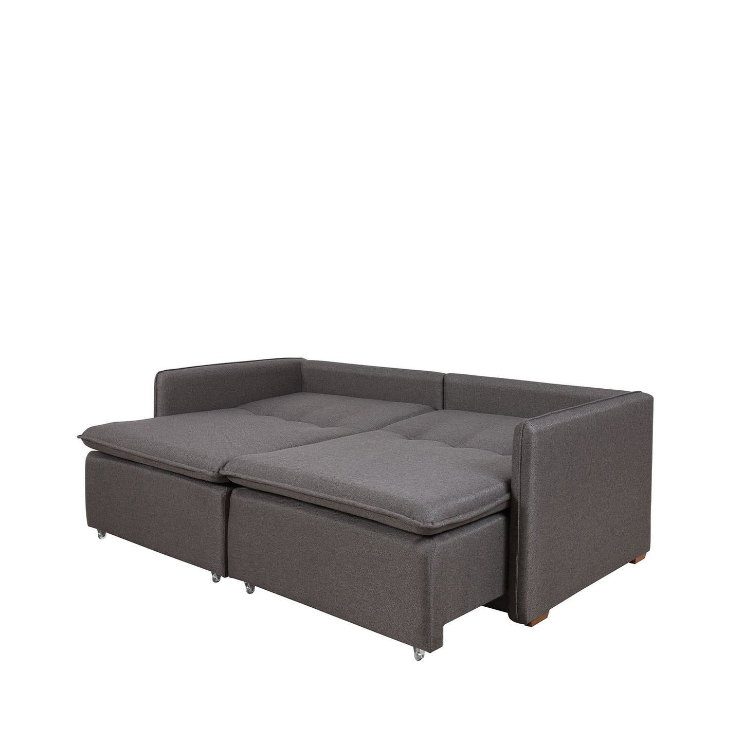 Homedock Sofá Cama Retrátil e Reclinável 4 Lugares Vancouver 258 cm - Linho Texturizado Feni Escuro Primorflex