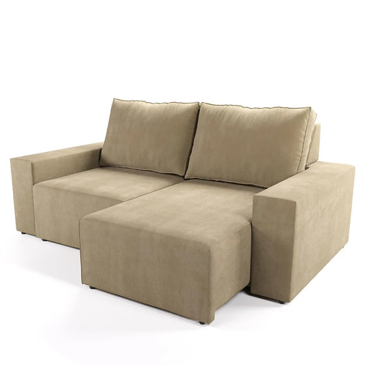 Homedock Sofá Retrátil  Toledo 212 cm - Veludo Bege Mundo