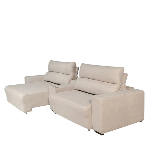 Homedock Sofá Retrátil Dilan 330 cm - Linho Capuccino Criativa