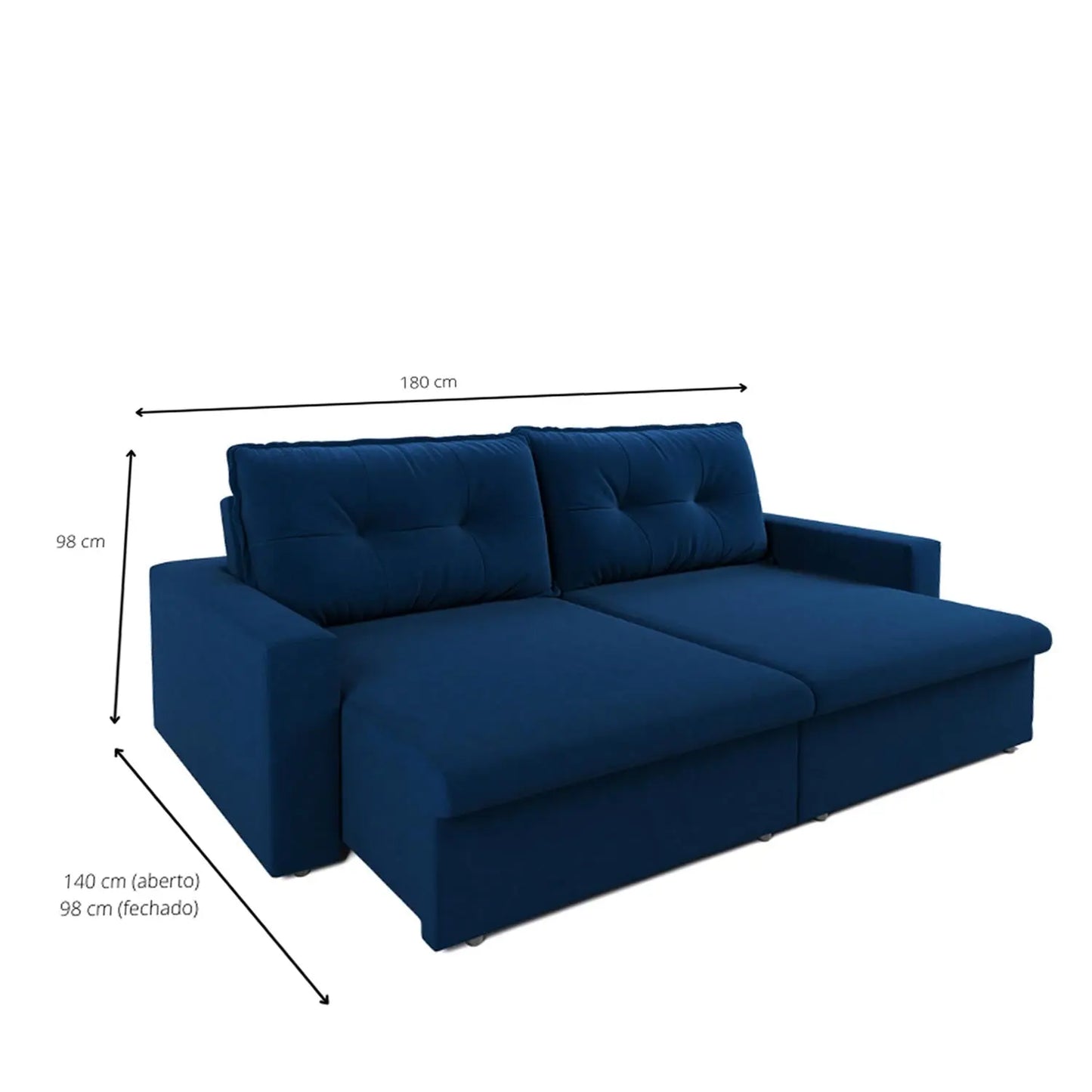 Homedock Sofá Retrátil Jones 180 cm - Suede Azul Marinho Mundo