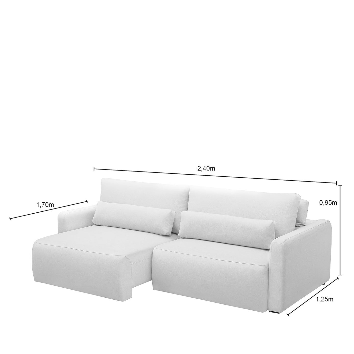 Homedock Sofá Retrátil e Reclinável 4 Lugares Raver 240 cm - Linho Off White Ferguille Estofados