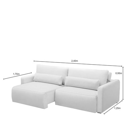 Homedock Sofá Retrátil e Reclinável 4 Lugares Raver 240 cm - Linho Off White Ferguille Estofados