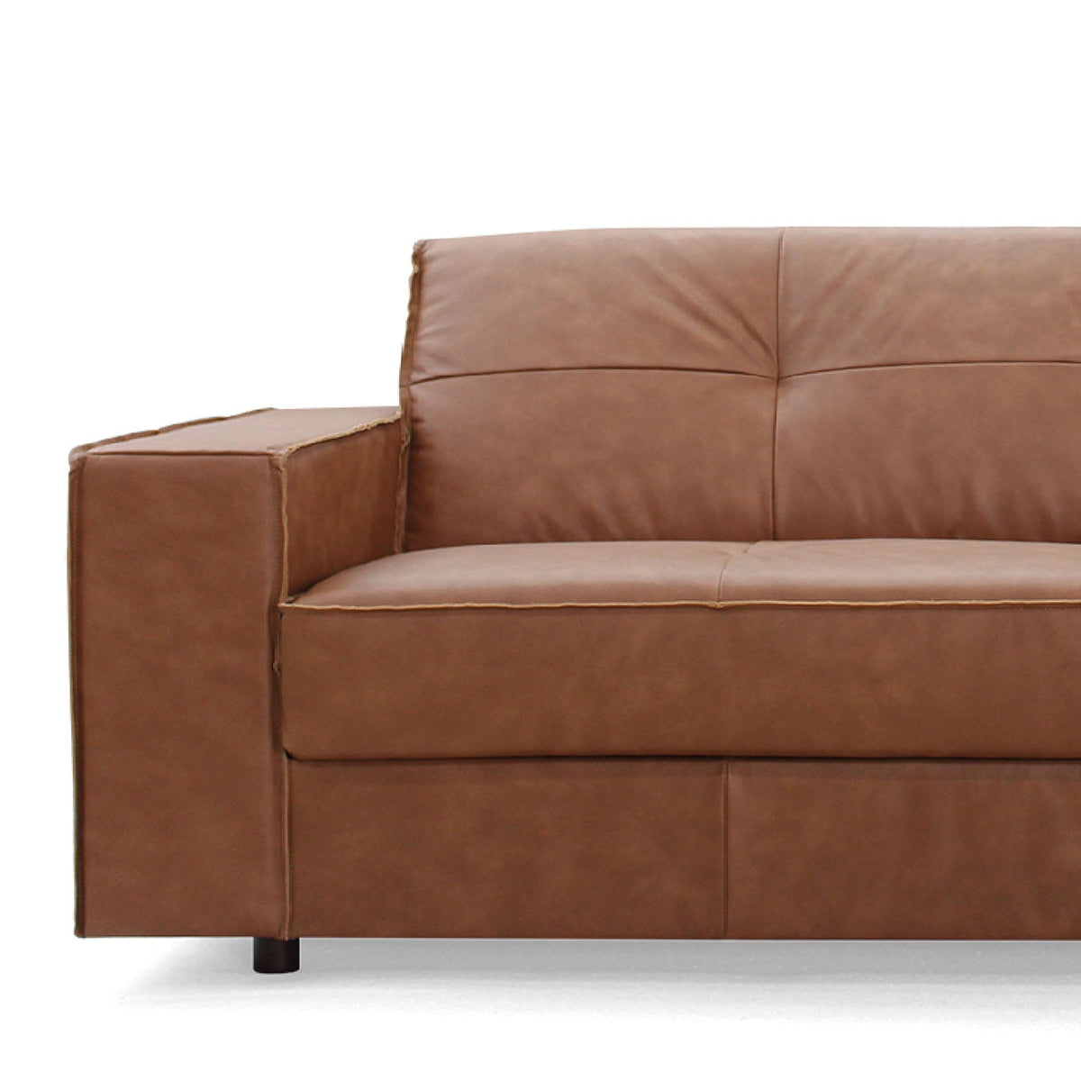 Homedock Sofá Wood 208 cm - Couro Caramelo Minuano
