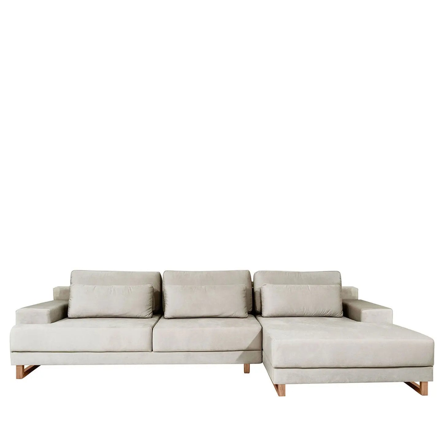 Homedock Sofá com Chaise Lado Direito Mônaco 330 cm - Veludo Texturizado Off White Primorflex