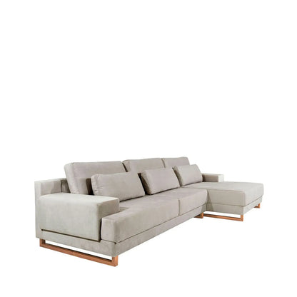 Homedock Sofá com Chaise Lado Direito Mônaco 330 cm - Veludo Texturizado Off White Primorflex