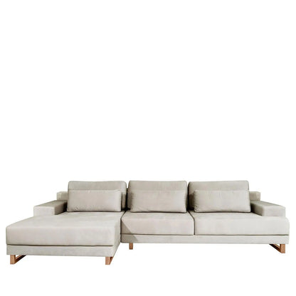 Homedock Sofá com Chaise Lado Esquerdo Mônaco 330 cm - Veludo Texturizado Off White Primorflex