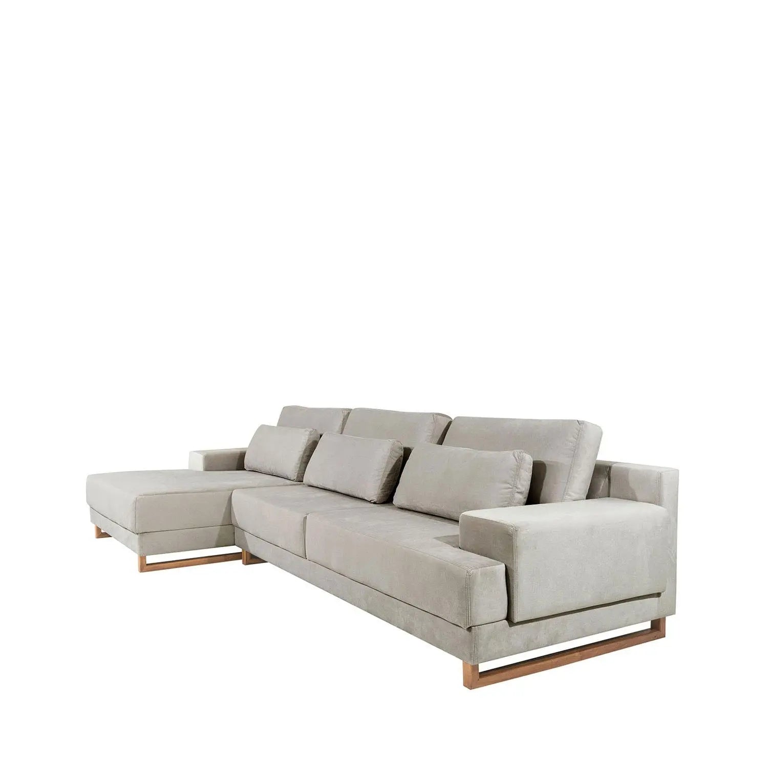 Homedock Sofá com Chaise Lado Esquerdo Mônaco 330 cm - Veludo Texturizado Off White Primorflex