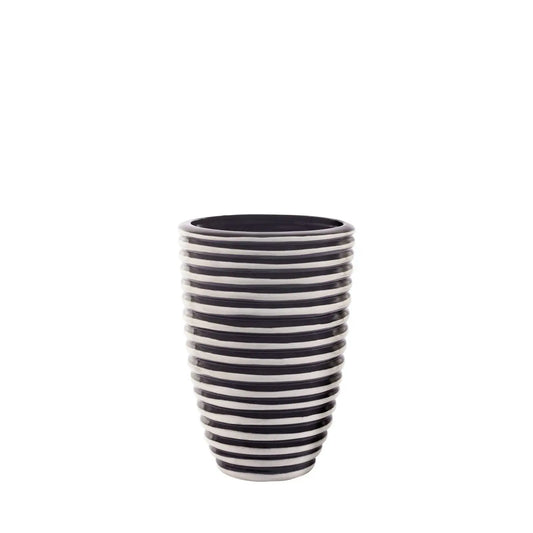 Homedock Vaso Cerâmica Wing Areia and Black 34 cm Ceramica