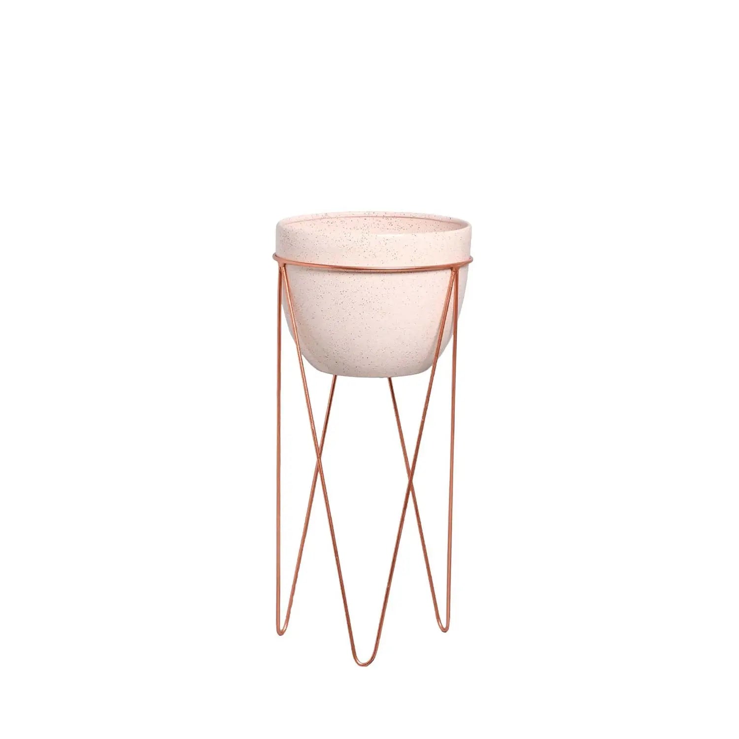 Homedock Vaso Cerâmica c/ Suporte Metal Granilite - 69 cm Burguina Cerâmica