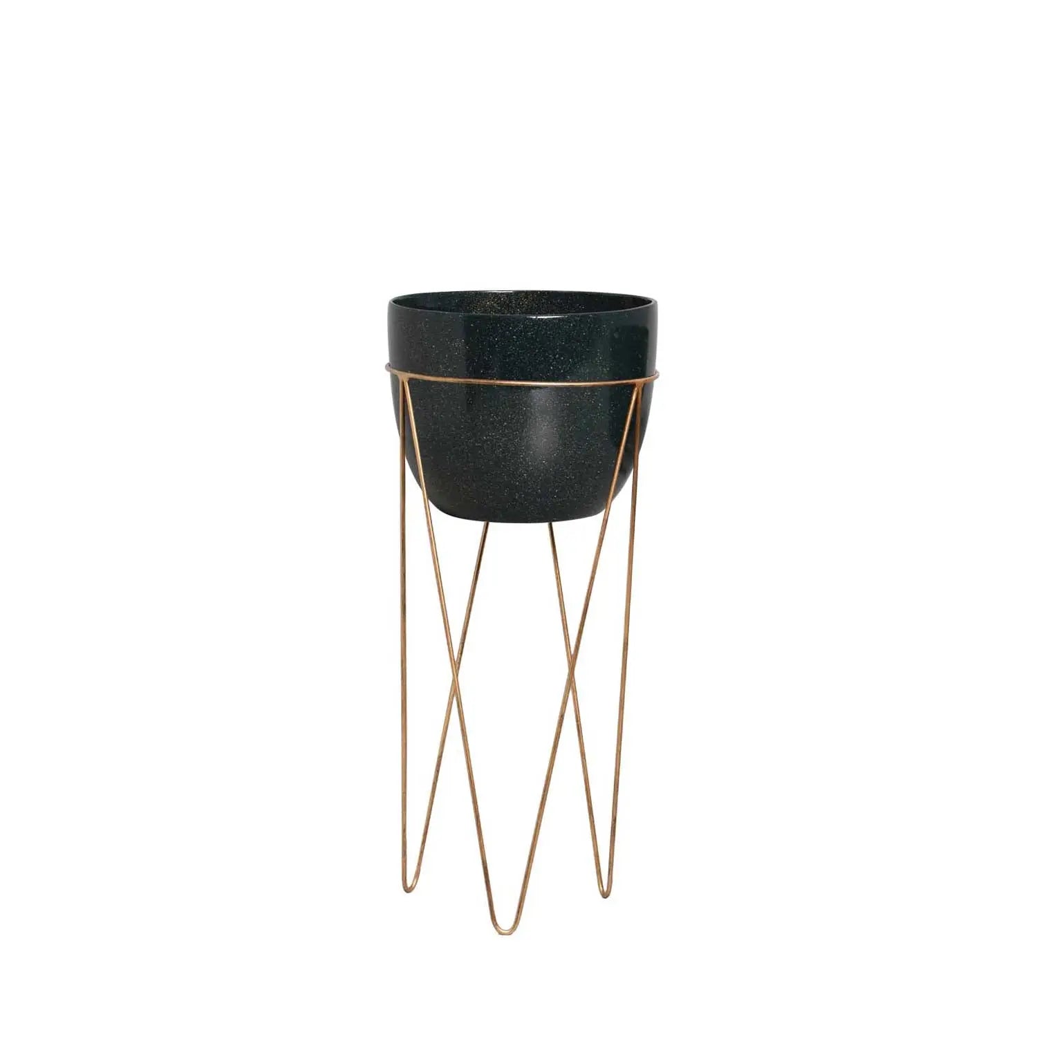 Homedock Vaso Cerâmica c/ Suporte Metal Verde Petróleo - 69 cm Burguina Cerâmica