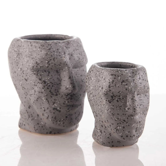 Homedock Vaso Decorativo Cerâmica Culver Cinza Granito 14 cm Ceramica