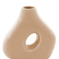 Homedock Vaso Decorativo Cerâmica Demin Bege 16 cm Sara