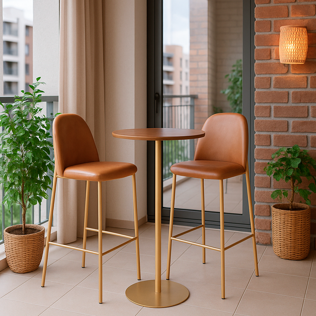 Mesa Bistrô Redonda Alta Orb 67 cm - Dourada c/ Canella