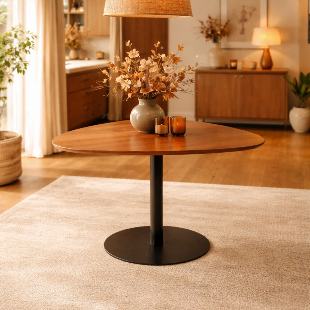 Mesa de Jantar Orgânica para 4 Lugares Kalyx 122 cm - Preto c/ Canella