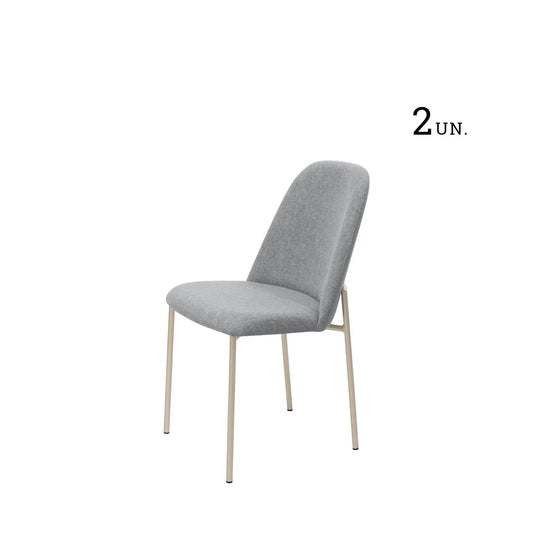 Homedock Conjunto de 2 Cadeiras Lucille - Champanhe c/ Linen Cinza Móveis Província