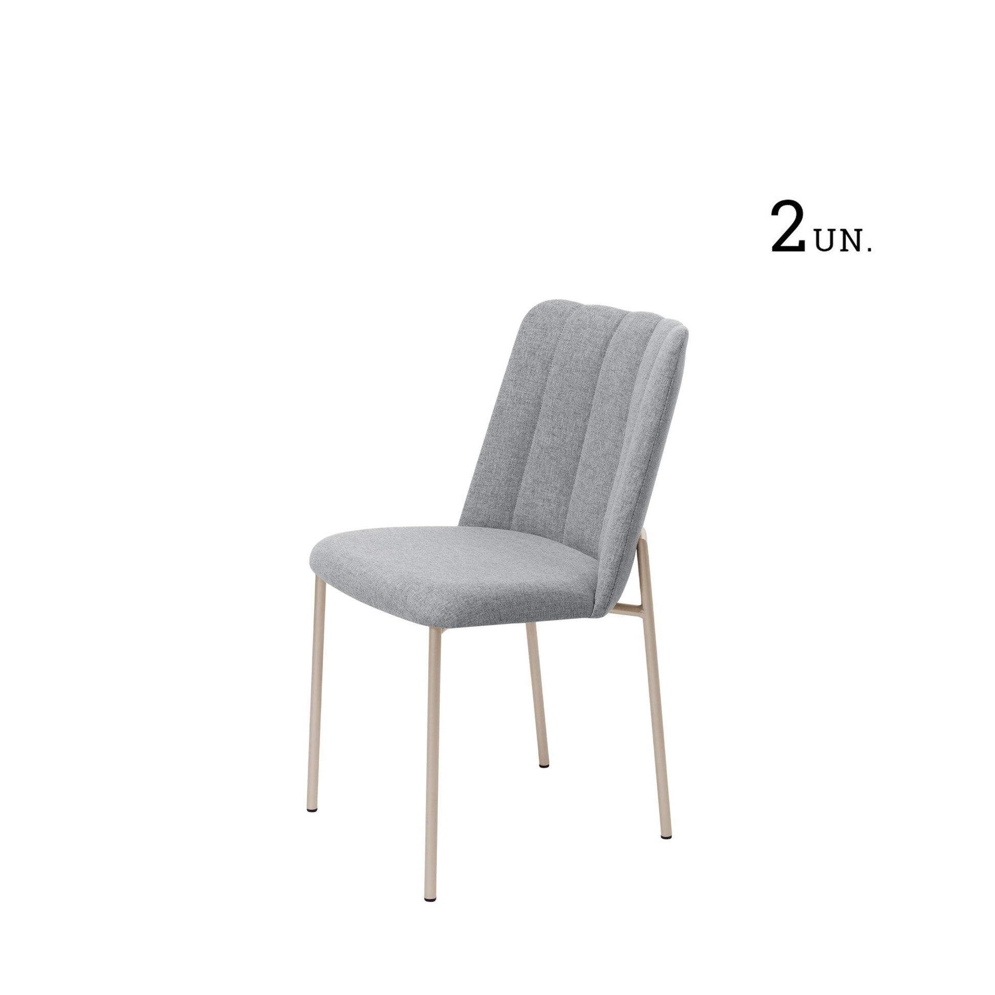 Homedock Conjunto de 2 Cadeiras Elis - Champanhe c/ Linen Cinza Móveis Província