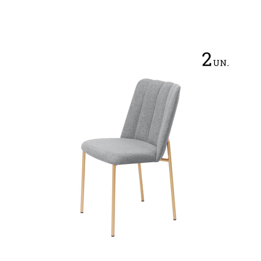 Homedock Conjunto de 2 Cadeiras Elis - Dourado c/ Linen Cinza Móveis Província