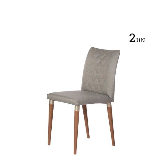 Homedock Conjunto de 2 Cadeiras Luma - Natural c/ Linho Carbono - Champanhe Móveis Província