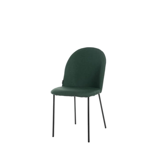Cadeira de Aço Estofada Gibbs - Preto c/ Linho Verde