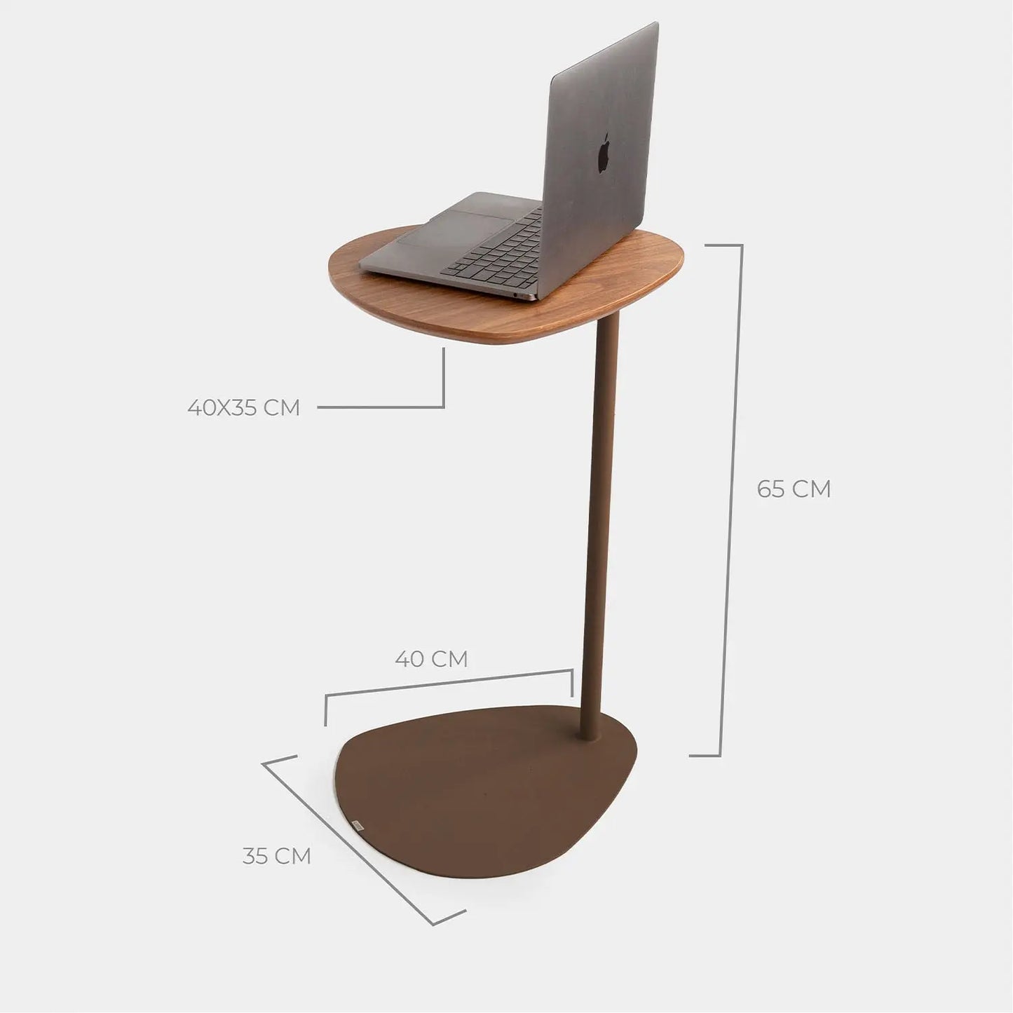 Homedock Mesa Lateral Orgânica em Aço Asterin 65 cm - Natural c/ Marrom Linee