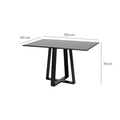 Mesa de Jantar Retangular com Vidro para 4 Lugares York 120 cm - Preto