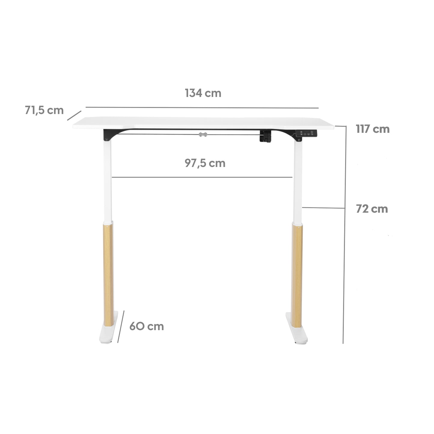 Mesa com Regulagem de Altura Elétrica e Stand Lift 134 cm - Branco Fosco c/ Mel