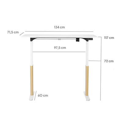 Mesa com Regulagem de Altura Elétrica e Stand Lift 134 cm - Branco Fosco c/ Mel