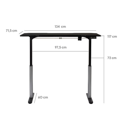 Mesa com Regulagem de Altura Elétrica e Stand Lift 134 cm - Preto Fosco c/ Prata